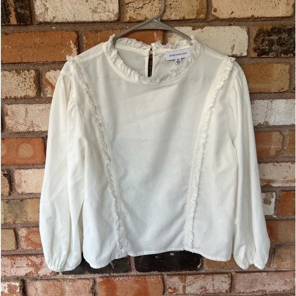 Something Navy Raw Edge Corduory Top blouse - Picture 4 of 9